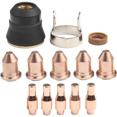 Imagem de Generic Kit de consumíveis de corte a plasma de 13 peças adequado para cortador de plasma Harbor Freight Titanium 45A, bocais e eletrodos 56811 eletrodo 56576 ponta 56255,1279349948