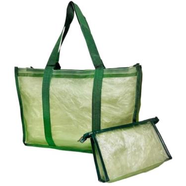 Imagem de Bolsa Feminina Verde Com Necessaire Ziper Academia Praia Viagem Sacola