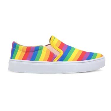 Imagem de Tênis Slip On Feminino Casual Calce Fácil Prático Sem Cadarço, Colorido, 35