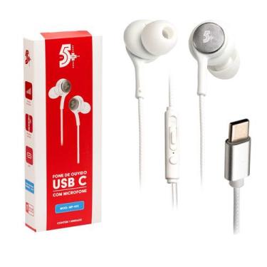 Imagem de Fone De Ouvido Tipo C Com Microfone Para Smartphone Branco - 5+, MP-41