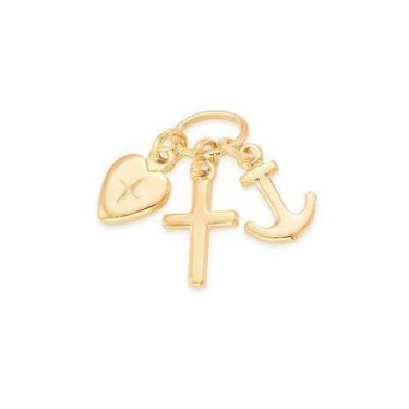 Imagem de Pingente banhado ouro 3x 24k 18k e 22k feminino coraçâo, cruz, âncora 