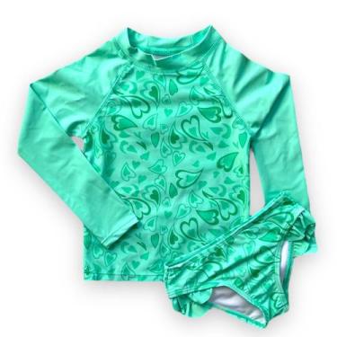 Imagem de Biquíni Infantil Menina 2 Pç Calçinha Camiseta Proteção Uv50 - Anj Mod