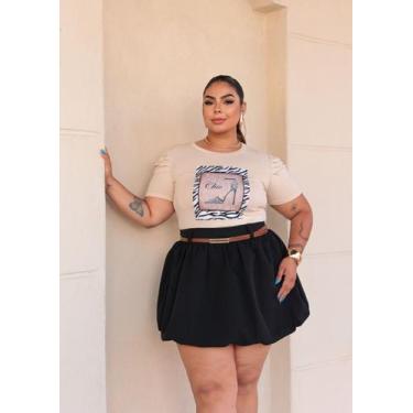 Imagem de Saia BALONÊ Plus Size Alfaiataria Elegancia Moda Blogueira Fashion Tam