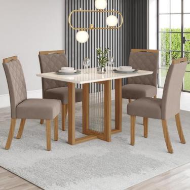 Imagem de Mesa de Jantar 4 Lugares Charlotte com Vidro Nature/Off White/Marrom A