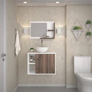 Imagem de Conjunto para Banheiro Gabinete com Cuba Redonda R30 e Espelheira Laur