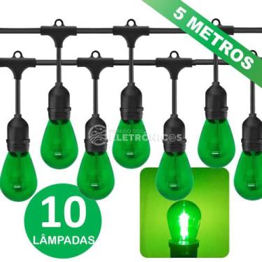 Imagem de Kit Varal de Luzes Iluminado Com 10 Lâmpadas LED S14 Retrô Econômica 1