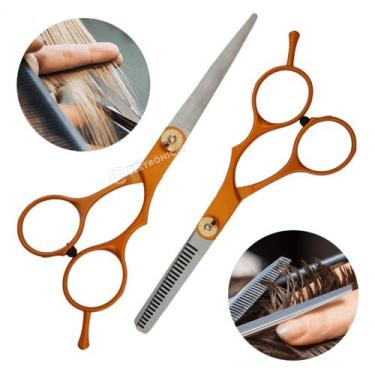 Imagem de Jogo Tesoura Profissional Cabeleireiro Salão Alta Qualidade LMF1150 - 