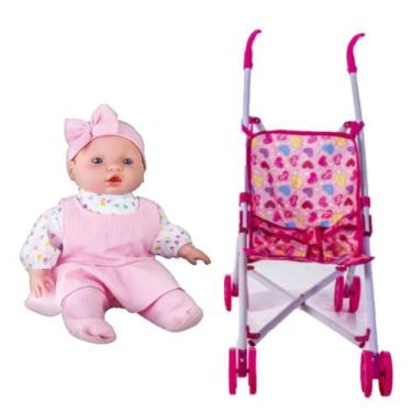 Imagem de Kit Boneca Primeira Oração Pai Nosso Judy + Carrinho Rosa - Milk Brinq