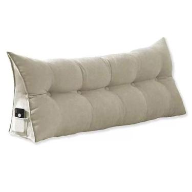 Imagem de Almofada de Apoio Para Encosto de Cabeceira Mel Queen 160 cm Suede Beg