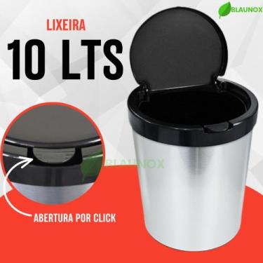 Imagem de Lixeira 8l Com Tampa Click - Label Prata - SJ
