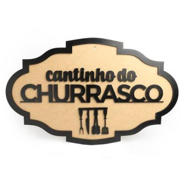 Imagem de Placa Cantinho Do Churrasco Madeira mdf Fundo Madeira - Yper Criativo