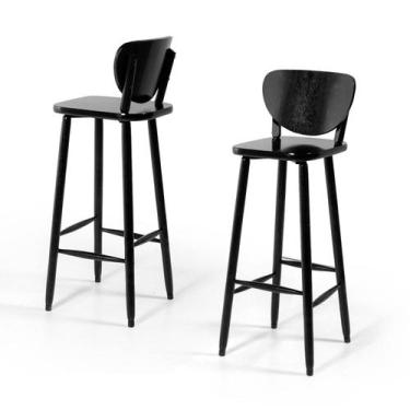 Imagem de Conjunto 2 Banquetas Altas Bistrô de Madeira Lisboa - Melhor Móvel, Pr