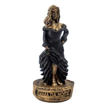 Imagem de Escultura Dama da Noite Preta Vintage em Resina 10 cm - Lua Mística - 