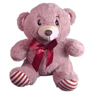 Imagem de Urso De Pelúcia Safari Com Laço Vermelho 25Cms - Roxo - Fizzy