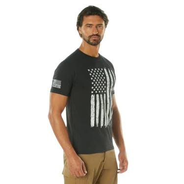 Imagem de Rothco Camiseta de ajuste atlético com bandeira dos EUA envelhecida - camiseta estampada de manga curta confortável, Preto, XG