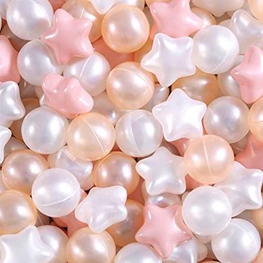 Imagem de Realhaha Bolas de piscina Star Ball para crianças, 100 peças de bolas de plástico para bebês, bolas de brincar para piscina de bolinhas, escorregador, cercadinho ótimo presente para meninas