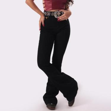Imagem de Calça Jeans Preta Básica Lisa Modeladora Elastano Lycra Moda Country C