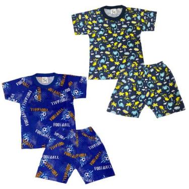 Imagem de Kit 2 Pijama Regata Menino Verão Algodão Sortido Estampado - Mundo dos