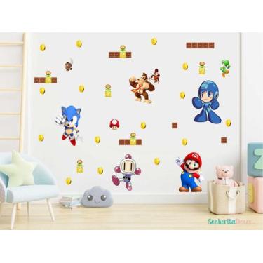 Imagem de adesivo de parede mario megaman bomberman donkey - Adesivos kigrude
