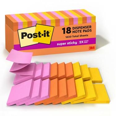 Imagem de Post-it Notas super adesivas, 7,6 x 7,6 cm, 18 blocos, 2x The Sticking Power, coleção Energy Boost, cores brilhantes, reciclável (R330-18SSAUCP)