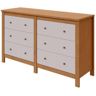 Imagem de Cômoda Lopas Maggiore com 6 gavetas largura de 163 cm Amendoa Clean OF