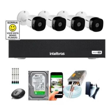 Imagem de Kit Cftv 4 Câmeras Intelbras Dvr Intelbras Mhdx 4ch Completo