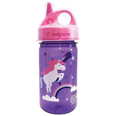 Imagem de Nalgene Garrafas de água Kids Sustain Grip-N-Gulp feitas com material derivado de 50% de resíduos de plástico (usando equilíbrio de massa certificado ISCC), copo à prova de vazamento, durável, livre