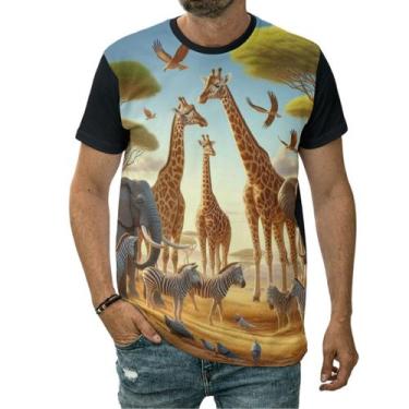 Imagem de Camiseta Girafa Na Selva Grande Mamífero Africano Animal - Darkwood, 1