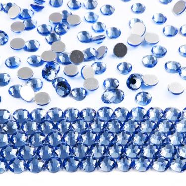Imagem de Genio Cristal Light Sapphire SS20 Glass Strass Flatback, 1728 peças de pedras azuis coladas para sapatos, copos, jerseys, fatos de biquíni, saias, bonés de formatura, artesanato DIY e decorações