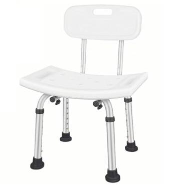 Imagem de GOYUWEN Assento de Cadeira de Segurança para Banho E Chuveiro com Encosto, Ajustável E Antiderrapante, Banco de Banheira para Idosos Ou Idosos (Cadeira de Banho Branca com Encosto, Branca)