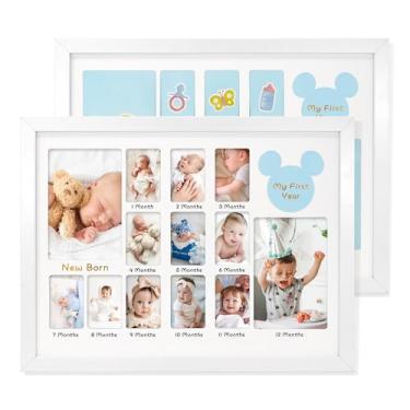 Imagem de FramePro Porta-retrato My First Year 30,5 x 40,6 cm, recordação do quadro de marcos da colagem de fotos dos primeiros doze meses, como presente recém-nascido da nova mãe, pacote com 2