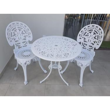 Imagem de Conjunto de Mesa Para Jardim Espanhol com 2 Cadeiras em Alumínio Fundido Unifer Móveis