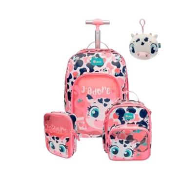 Imagem de Kit Mochila Escolar Grande Com Rodinha Vaquinha Puket