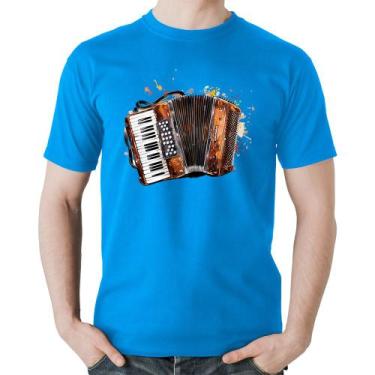 Imagem de Camiseta Algodão Acordeon Sanfona - Foca na Moda, Azul, GG
