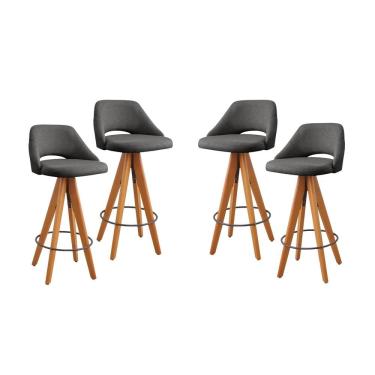 Imagem de Kit 4 Banquetas Giratórias Estofadas com Encosto Nicole Preto