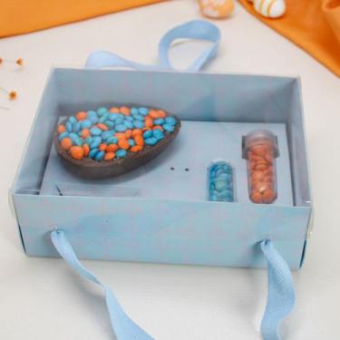 Imagem de 05 Caixas kit confeiteiro com alça para 1 ovo de 100/150g Linha Azul t