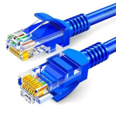 Imagem de Cabo de Rede Crimpado RJ45 20 Metros Azul UTP Categoria 5e - MinutoBab