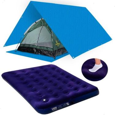 Imagem de Kit Barraca Camping 3 Pessoas Colchão Casal Com Inflador Toldo Lona 3x