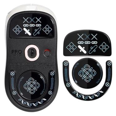 Imagem de yiodelu Patins de mouse duráveis e finos de vidro temperado para Logitech G PRO X Superlight 2 Mouse sem fio para jogos com superfície de vidro ultra suave Pés de vidro (padrão de corrente)