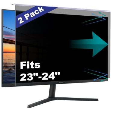 Imagem de Pacote com 2 protetores de tela de privacidade para computador compatíveis com monitor widescreen de 23,6/23,8/24 polegadas 16:9 - filtro antirreflexo e luz azul - Design de pendurar para fácil