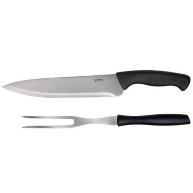 Imagem de Conjunto Assador Faca 8" e Garfo 2 Peças Preto Mor