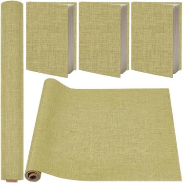 Imagem de CRASPIRE Capa de livro de linho de 127 x 29 cm, pano para encadernação de livros, superfície de poliéster, tecido cáqui escuro, tecido para livros, álbuns, scrapbook, arquivo, faça você mesmo,