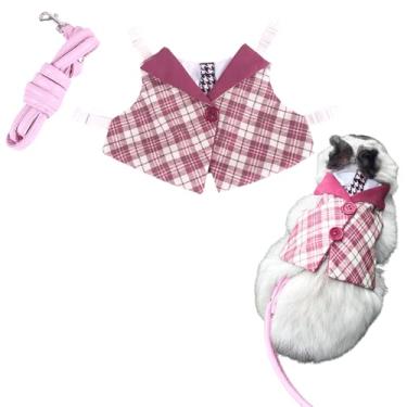 Imagem de Peitoral ajustável para coelhos, coleira de coelho, colete fofo para coelho furão, coelhinho, gatinho, porquinho-da-índia (rosa B, pequeno)