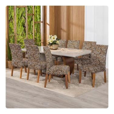 Imagem de Kit Capa De Cadeira 8 Unidades Tecido Malha Gel ESTAMPADA - Lenharo En