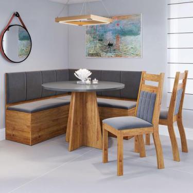 Imagem de Canto Alemão Taylor Mel/Cinza Brilho/Veludo Grafite - Viero Móveis - M