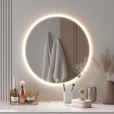 Imagem de Espelho Com Led Redondo Touch 80x80 Cm Luz Indireta De Fundo - Flash G