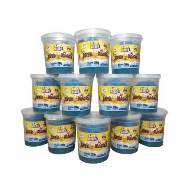 Imagem de Kit 12 Potes Areia Magica Cor Azul 200g Acrilex Art Kids