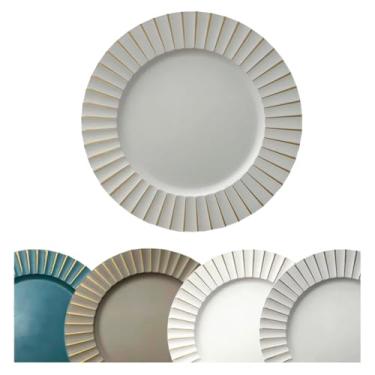 Imagem de 4 Sousplat Redondo Mesa Posta Plástico Alto Padrão Lisa Vr (CINZA prata prateado claro grafite - SUPLA LISATO)