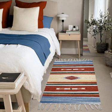 Imagem de 2 Tapete Quarto Kilim Original Algodão Beira Cama 60x90 M04 - IDEALIZA