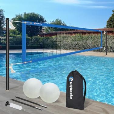 Imagem de Olybeaka Conjunto De Rede Vôlei Piscina Sem Base Com Comprimento Ajustável 15 A 26 Pés E 3 Alturas Ajustáveis, Para Ao Ar Livre 2 Bolas Bolsa Transporte